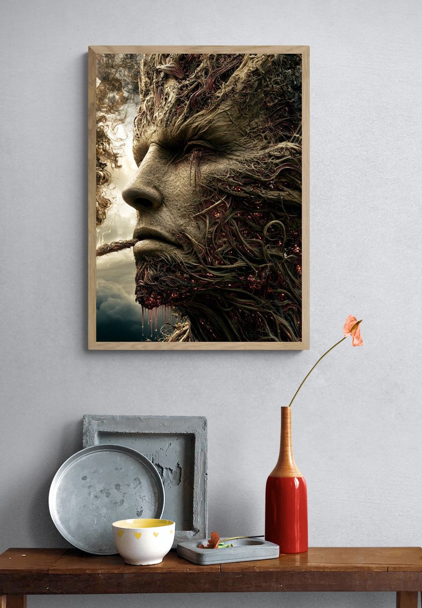 Surreal Stone Face Print. — room view 3