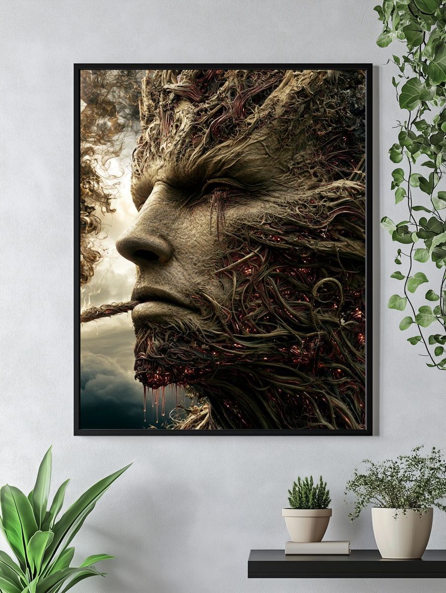 Surreal Stone Face Print. — room view 4