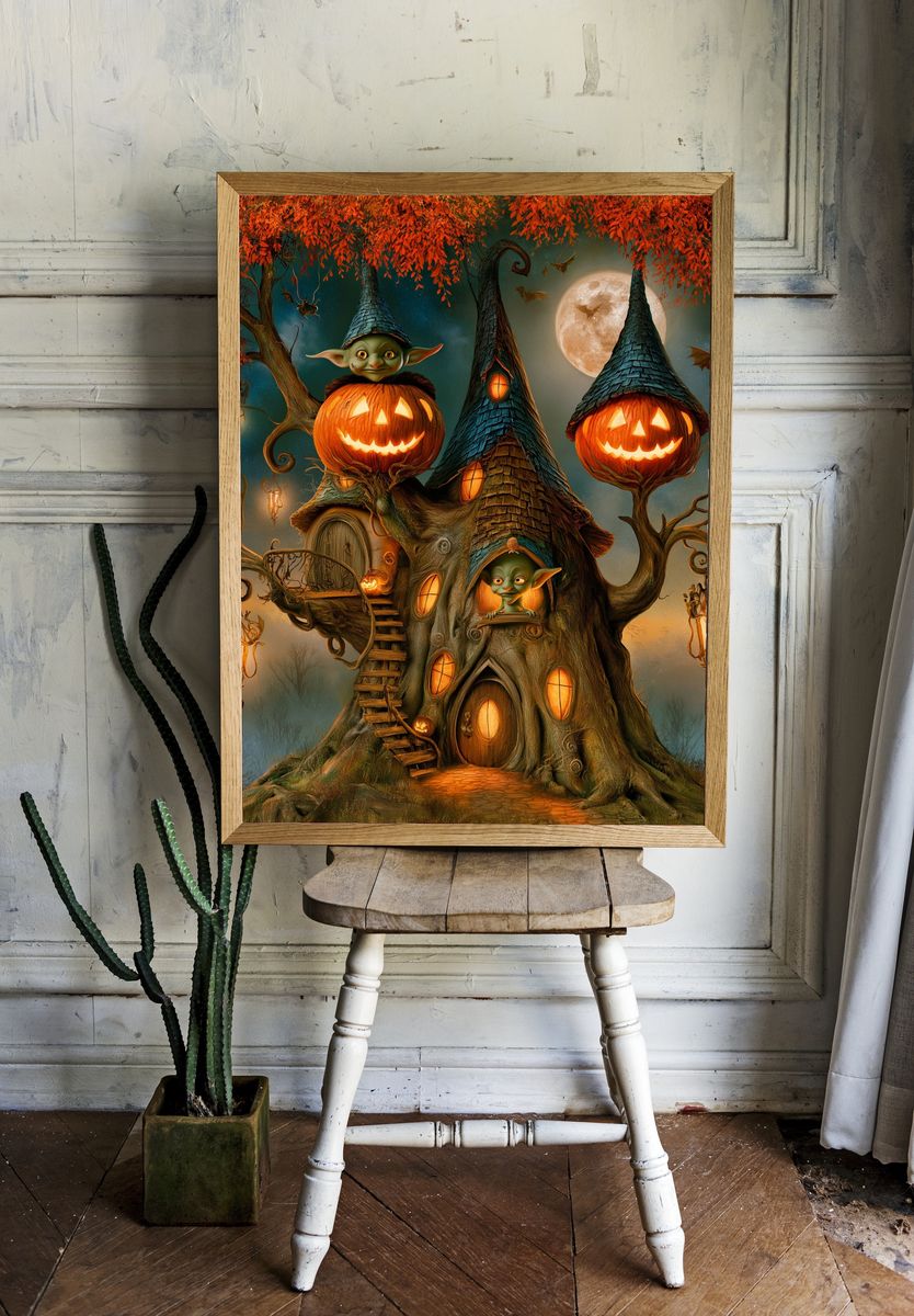 Mystic Woman Over Mountain City Print. room preview
