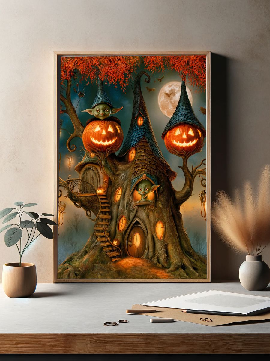 Mystic Woman Over Mountain City Print. — room view 2