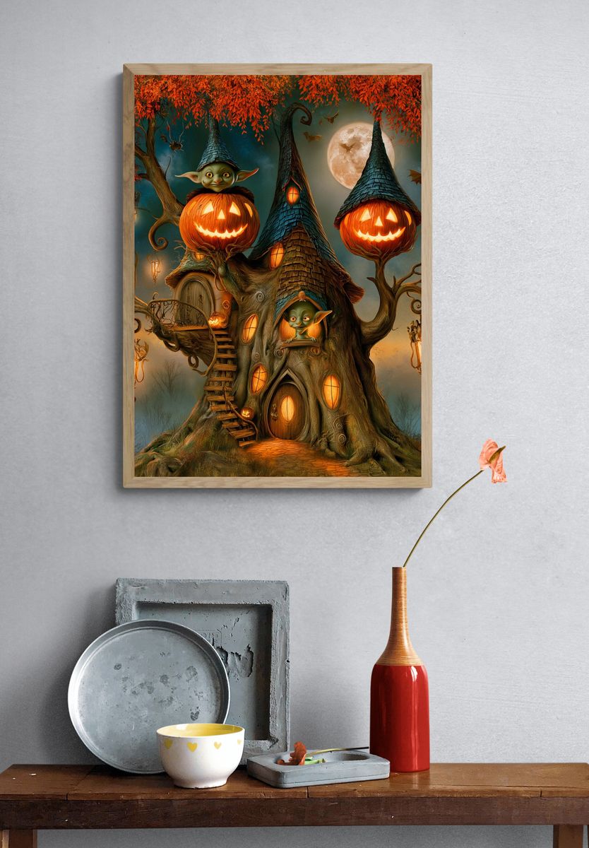 Mystic Woman Over Mountain City Print. — room view 3