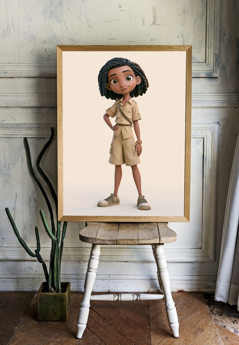Adventurous Girl Illustration Poster. — room view 1