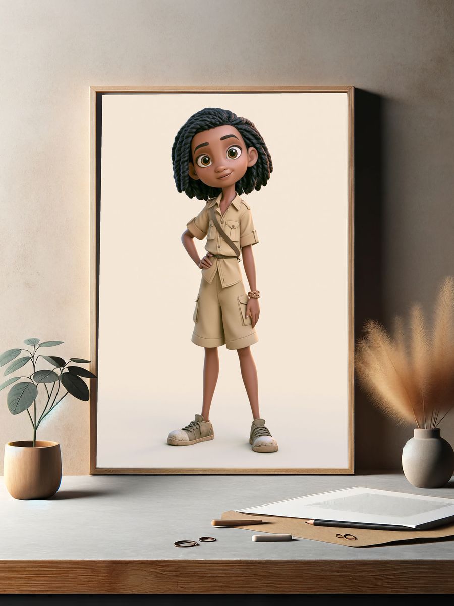 Adventurous Girl Illustration Poster. — room view 2