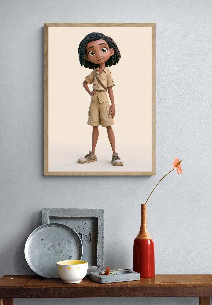 Adventurous Girl Illustration Poster. — room view 3
