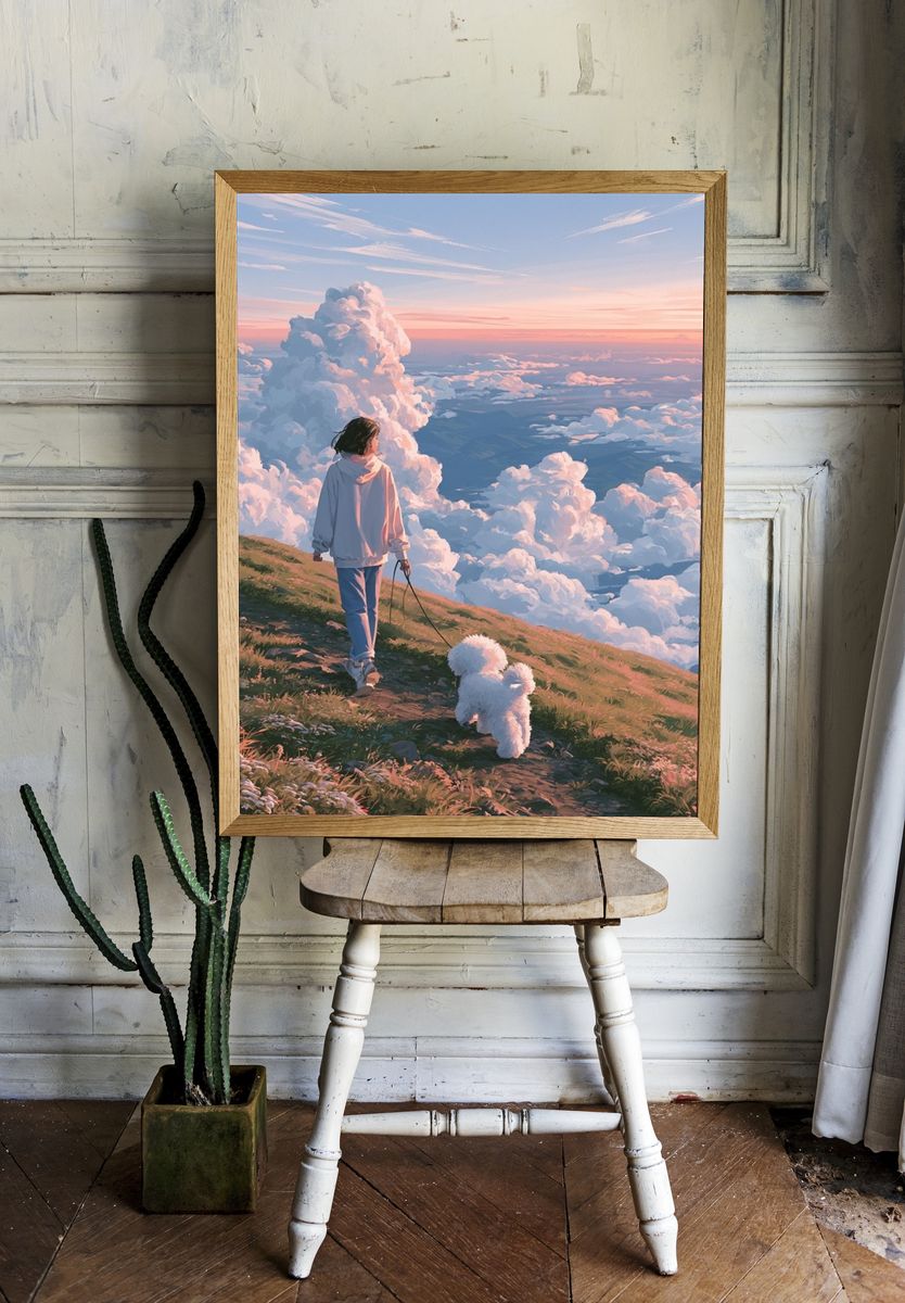 Cloudscape Walk Illustration Poster. room preview