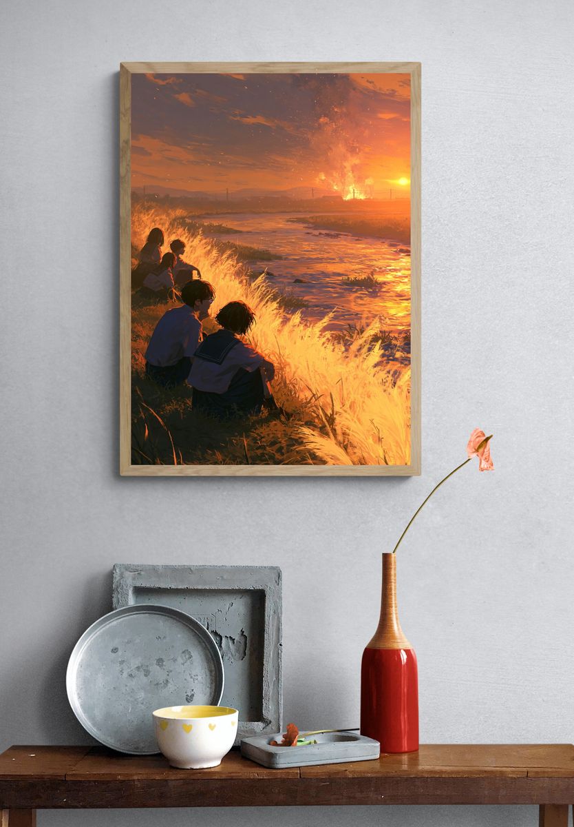 Sunset Firewatch Illustration Poster. — room view 3