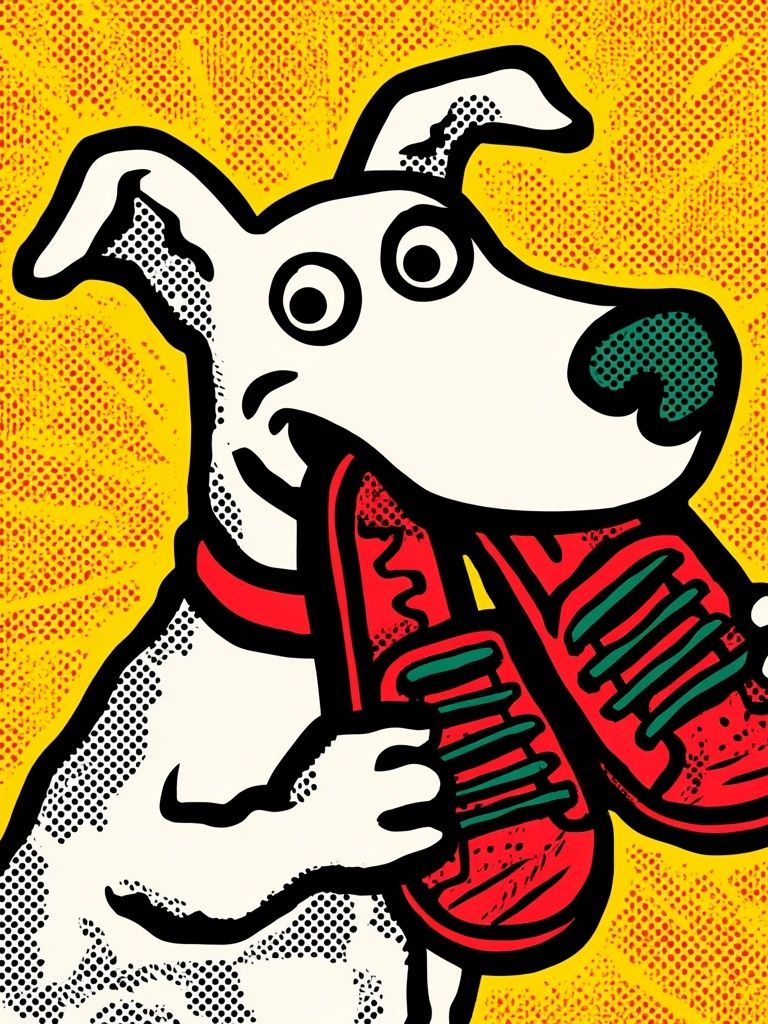 Pop Art Dog with Sneakers Poster. poster — illustration art