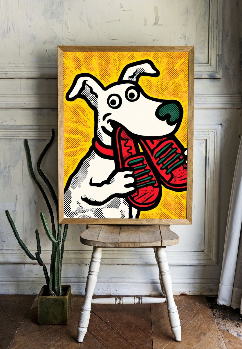Pop Art Dog with Sneakers Poster. room preview
