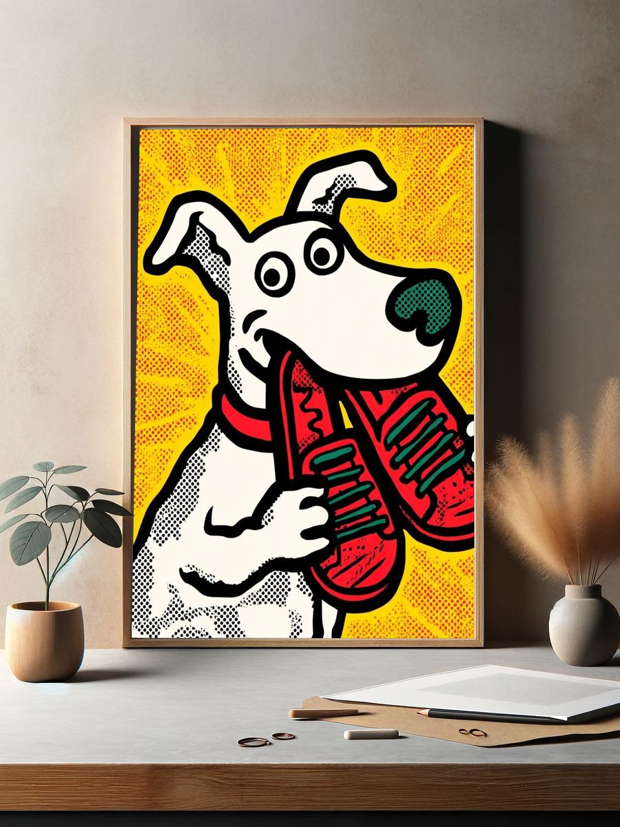 Pop Art Dog with Sneakers Poster. — room view 2