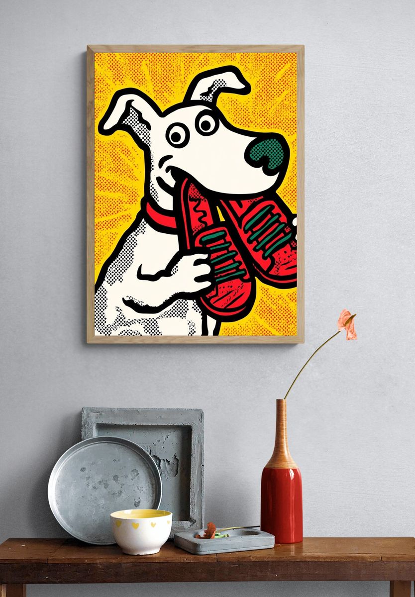Pop Art Dog with Sneakers Poster. — room view 3