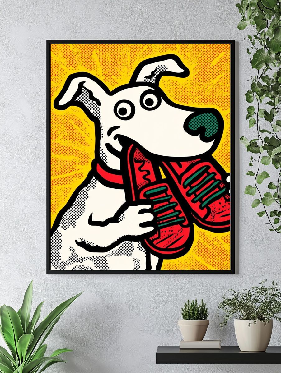 Pop Art Dog with Sneakers Poster. — room view 4