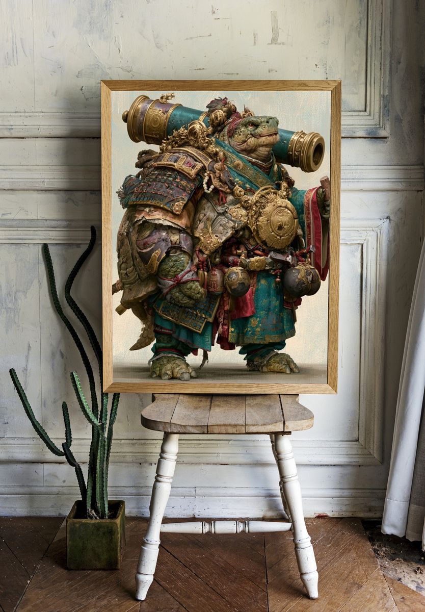 Armored Turtle Warrior Illustration Poster. — room view 1