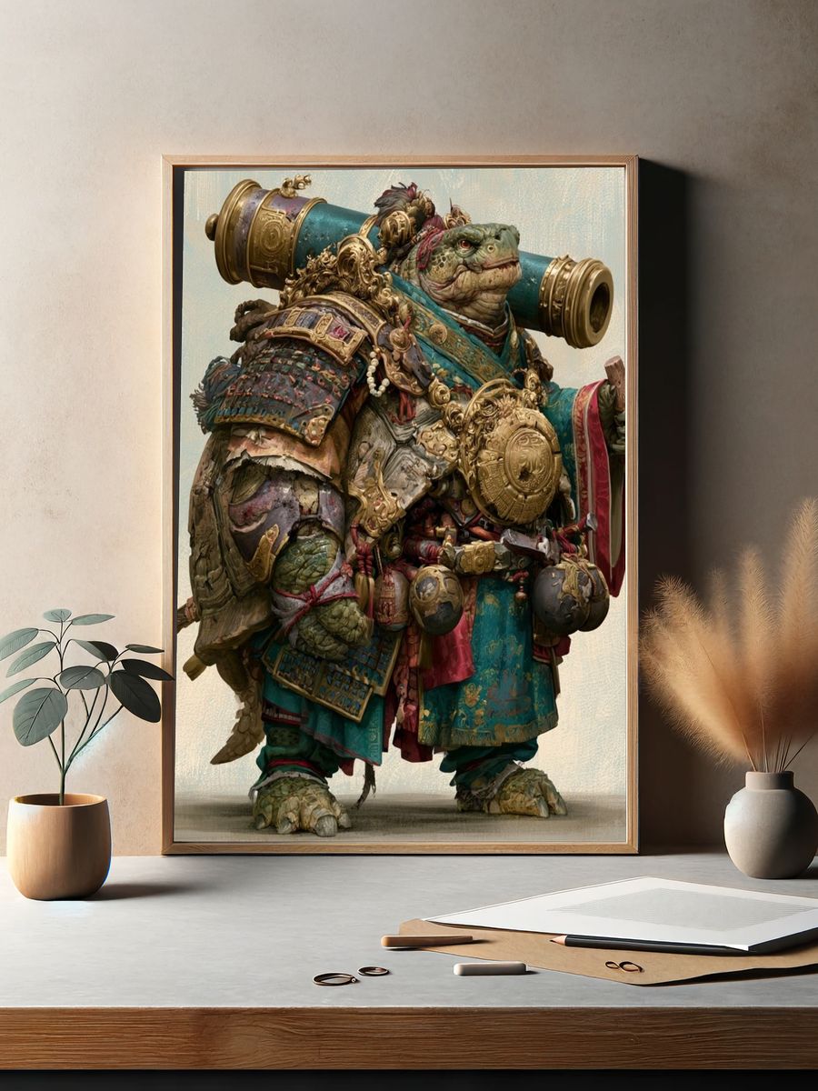 Armored Turtle Warrior Illustration Poster. — room view 2