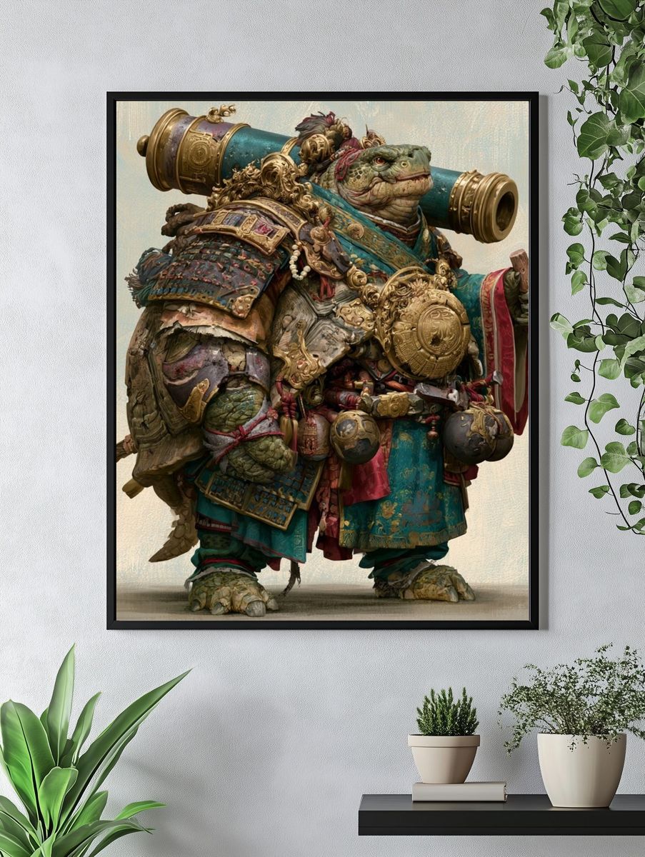 Armored Turtle Warrior Illustration Poster. — room view 4