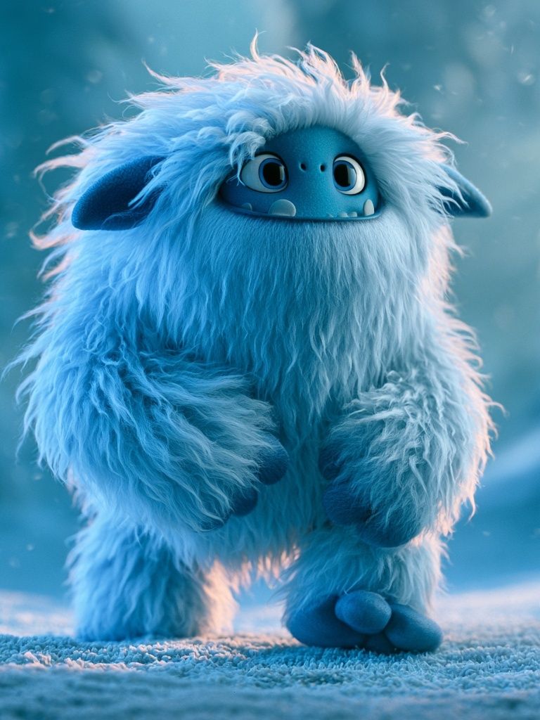 Blue Furry Creature Illustration Poster. poster — illustration art