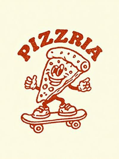 Pizza Skateboard Cartoon Print. poster