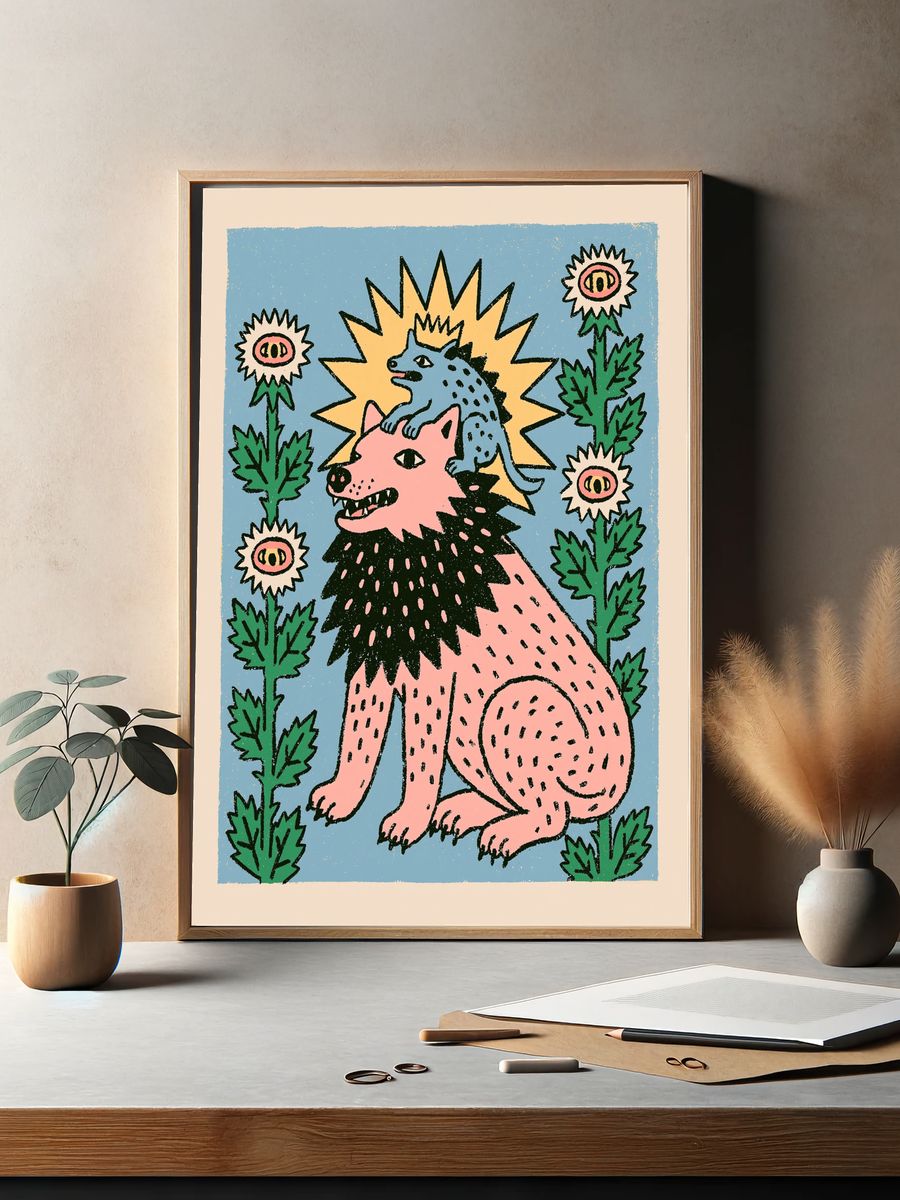 Mythic Wolf and Beast Print. — room view 2