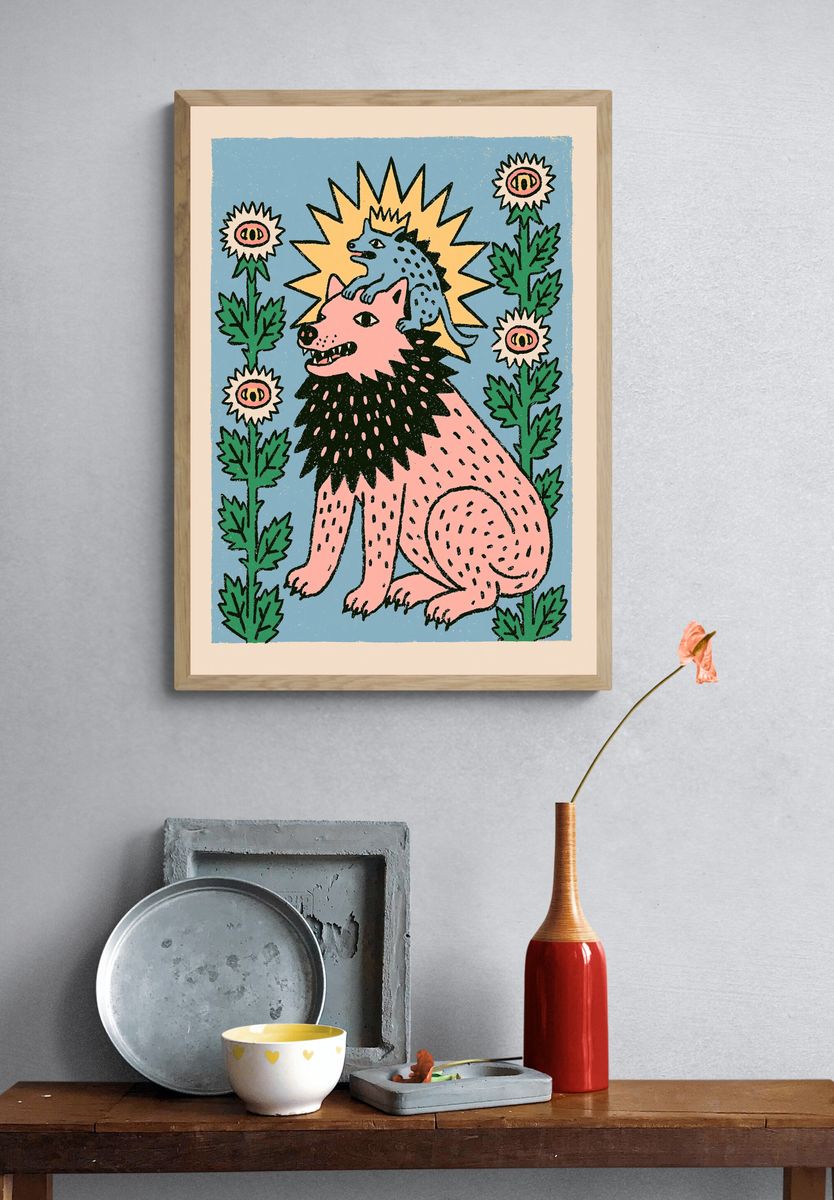 Mythic Wolf and Beast Print. — room view 3