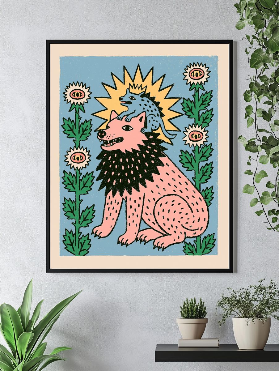 Mythic Wolf and Beast Print. — room view 4