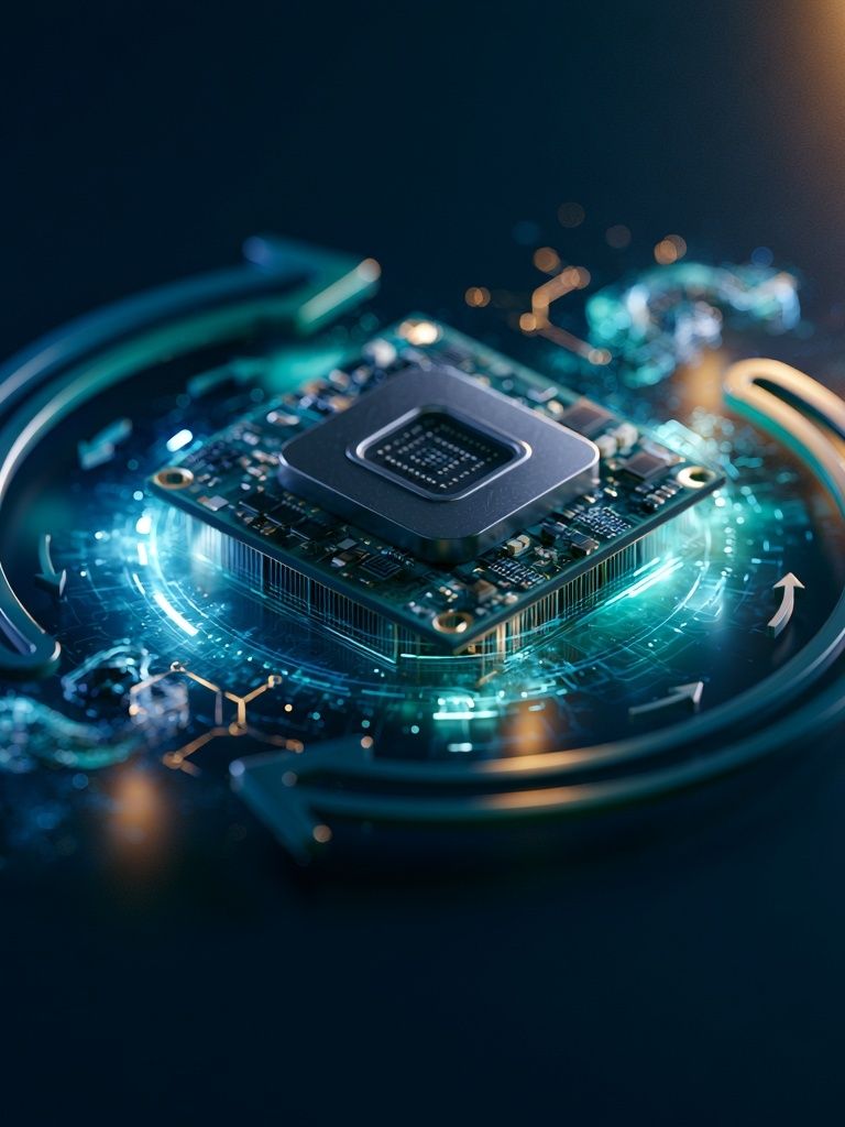 Futuristic Microchip Circuit Poster. poster detail