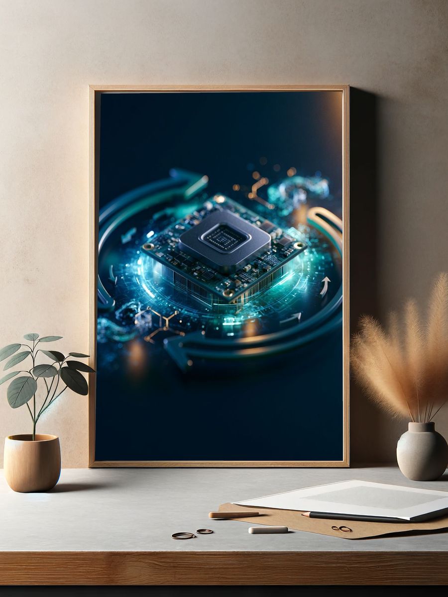 Futuristic Microchip Circuit Poster. — room view 2