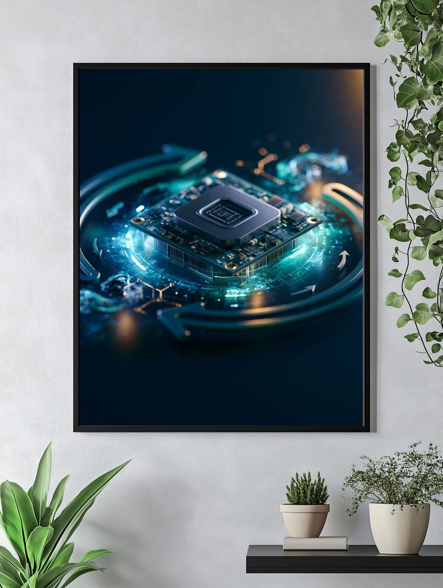 Futuristic Microchip Circuit Poster. — room view 4