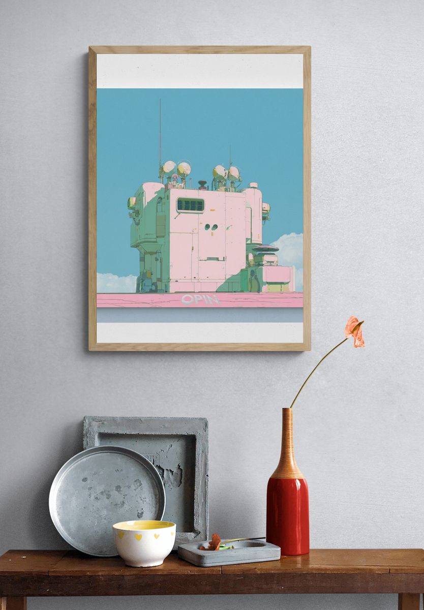 Pastel Futuristic Tower Poster. — room view 3