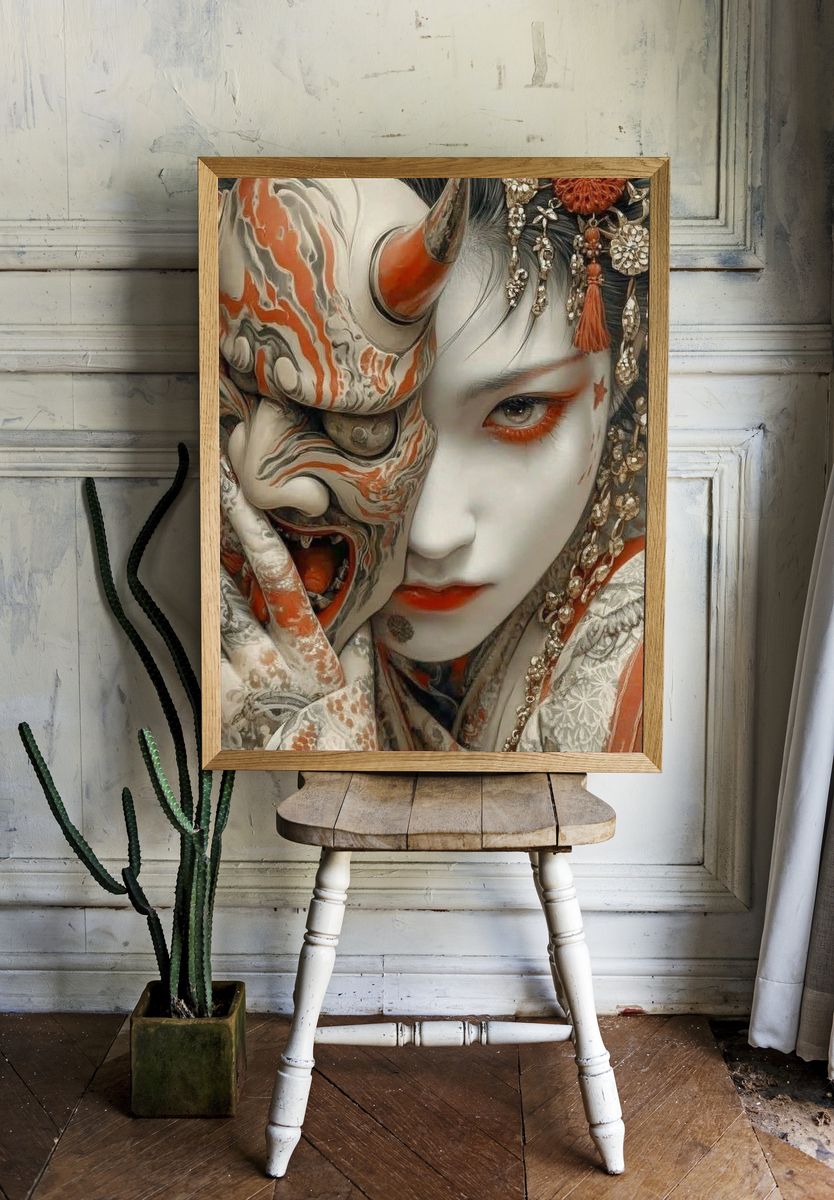 Kabuki Mask Portrait Print. — room view 1