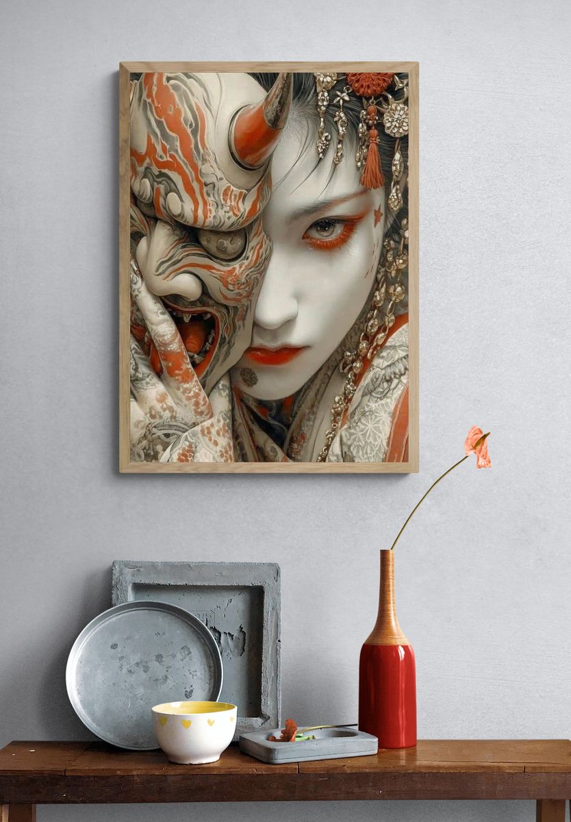 Kabuki Mask Portrait Print. — room view 3