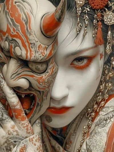 Kabuki Mask Portrait Print. poster print