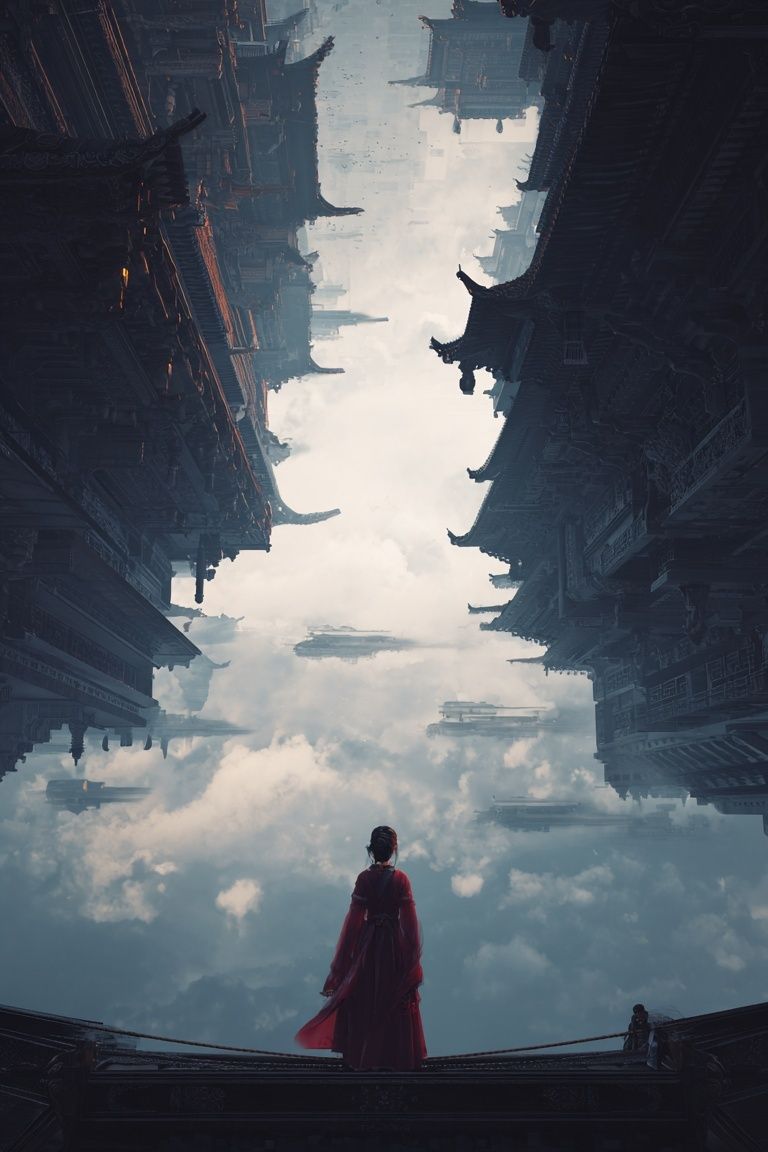 Floating Temple Dreamscape Print. poster detail