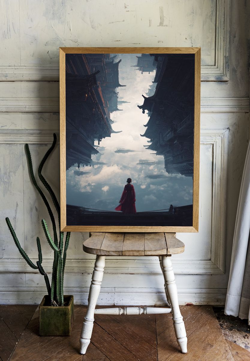 Floating Temple Dreamscape Print. room preview