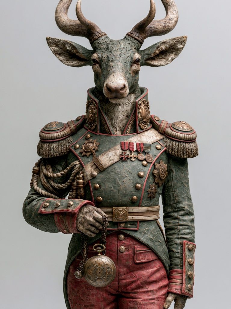 Antlered General Deer Illustration Poster. poster — illustration art