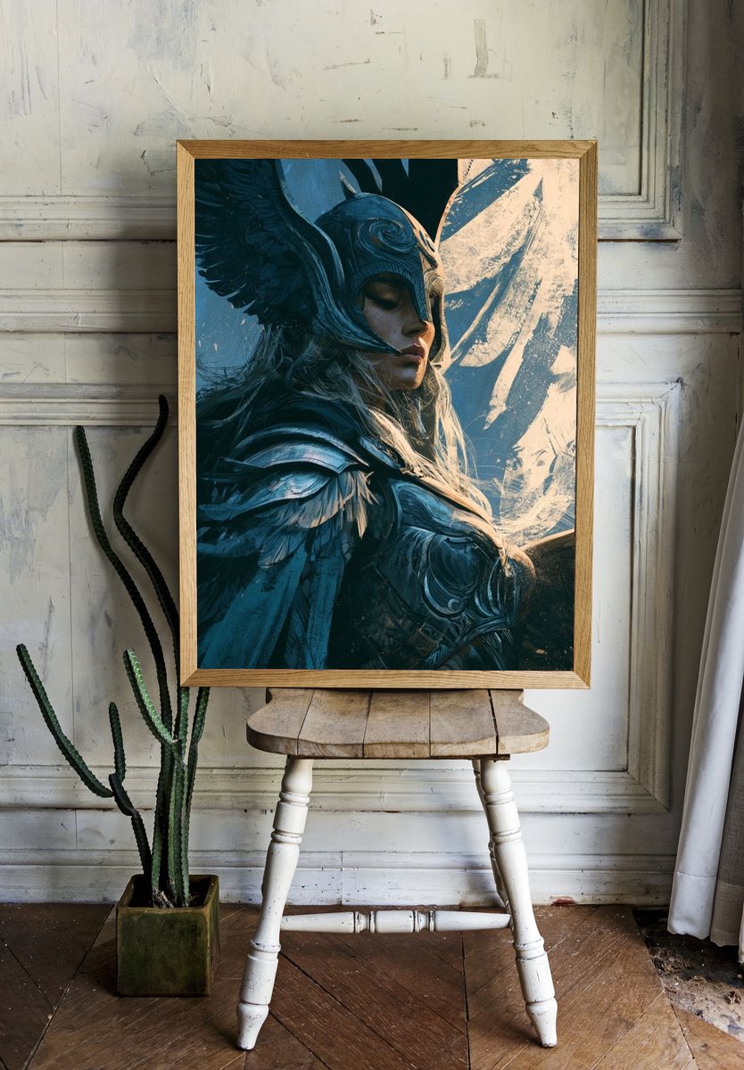 Winged Warrior Portrait Print. — room view 1
