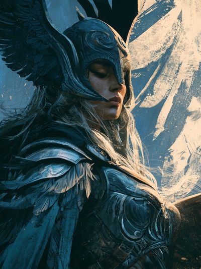 Winged Warrior Portrait Print.