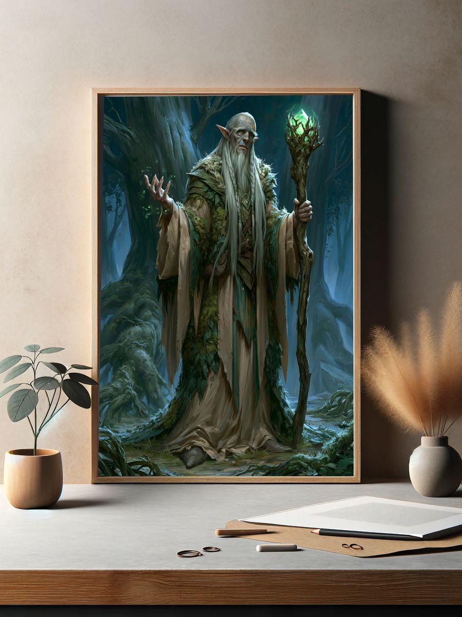 Forest Elder Fantasy Illustration Poster. — room view 2