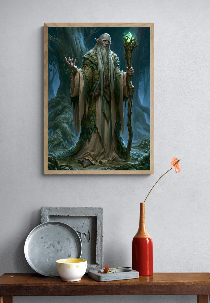 Forest Elder Fantasy Illustration Poster. — room view 3