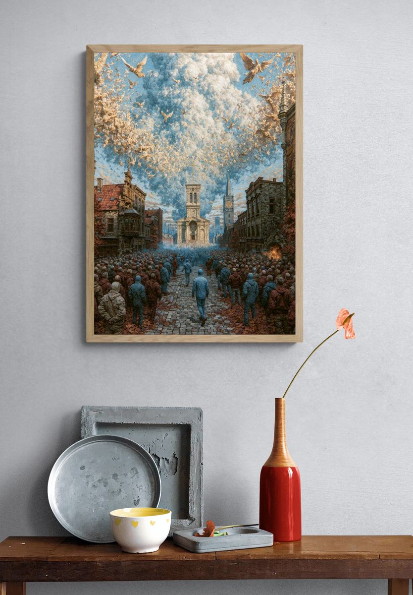 Surreal City Procession Print. — room view 3