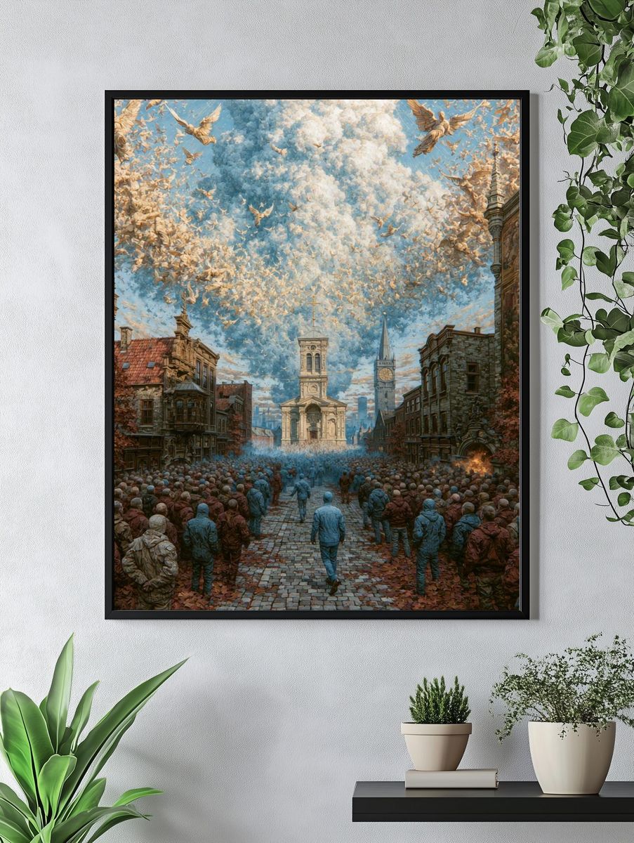 Surreal City Procession Print. — room view 4