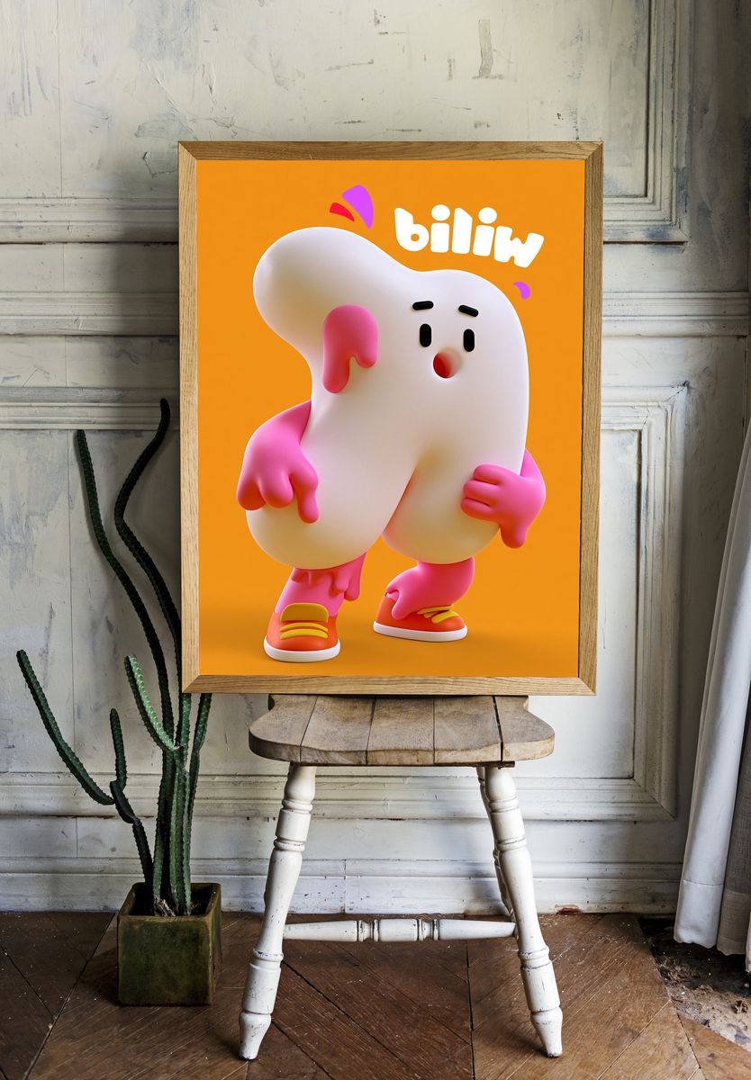 Biliw Character Illustration Poster. — room view 1