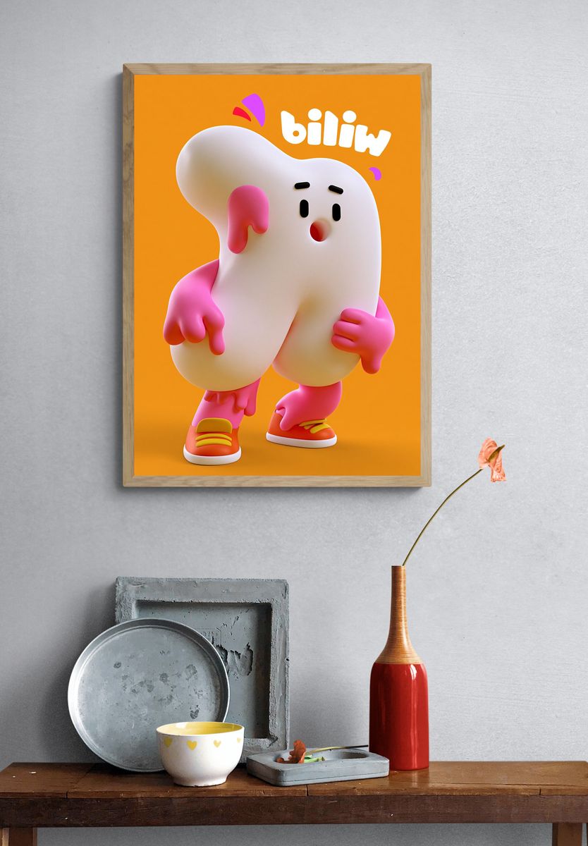 Biliw Character Illustration Poster. — room view 3