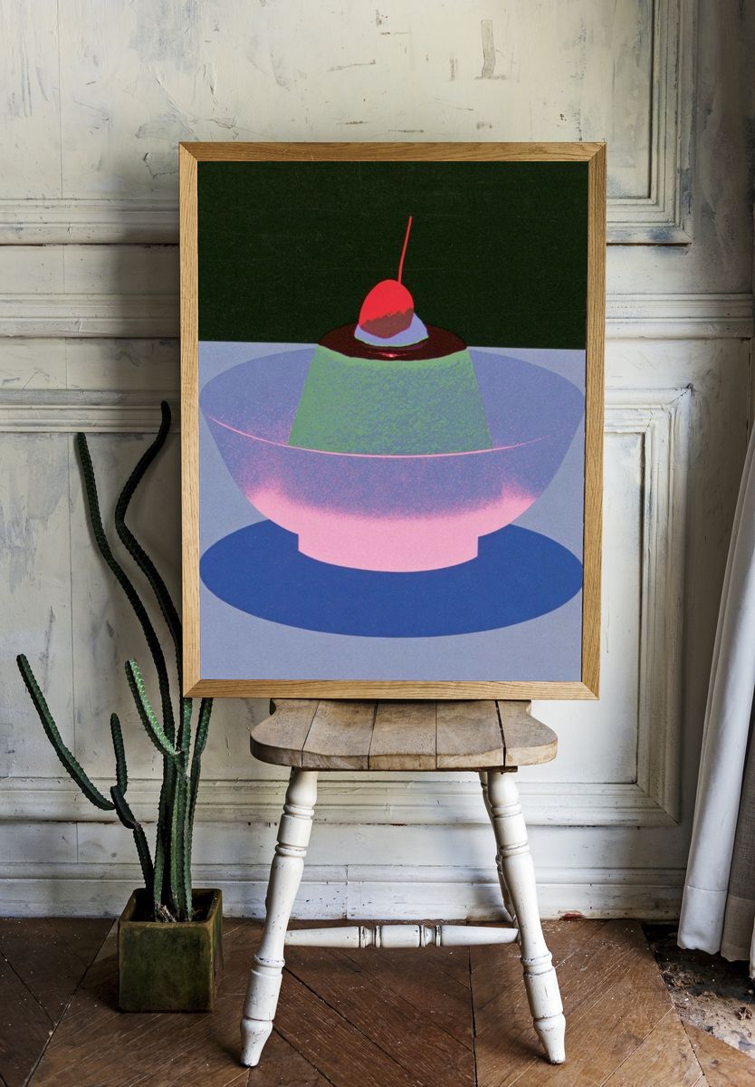 Surreal Dessert Bowl Abstract Poster. — room view 1