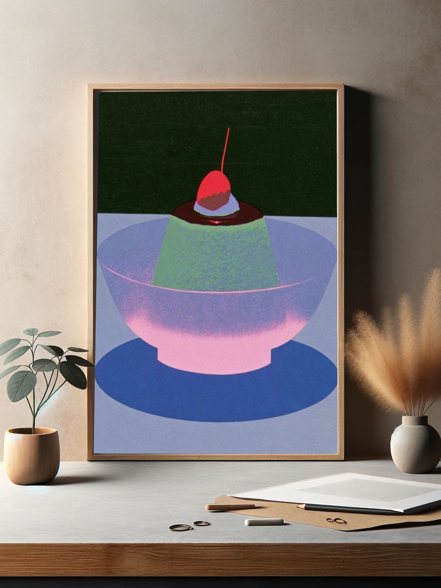 Surreal Dessert Bowl Abstract Poster. — room view 2