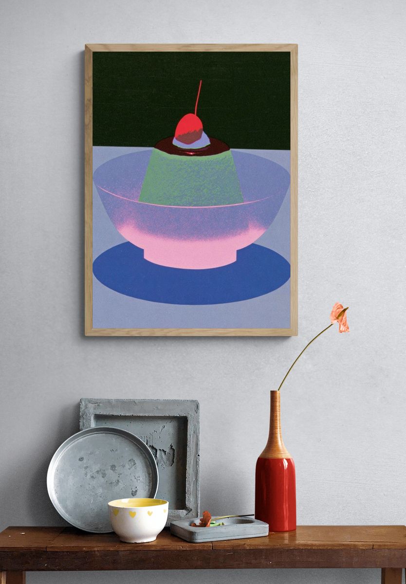 Surreal Dessert Bowl Abstract Poster. — room view 3