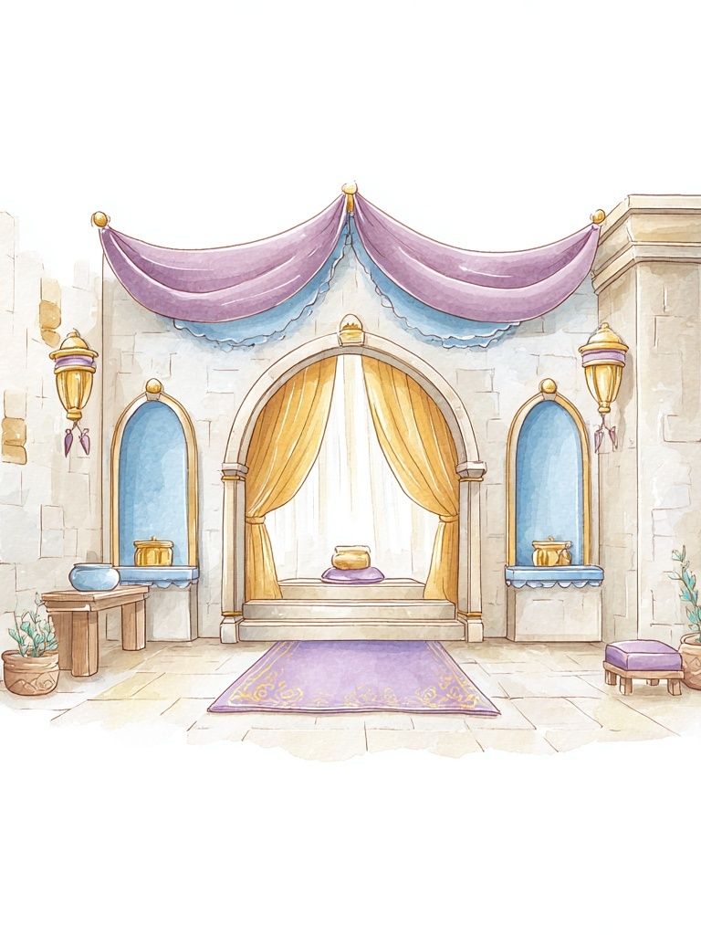 Fantasy Palace Interior Watercolor Print. poster detail