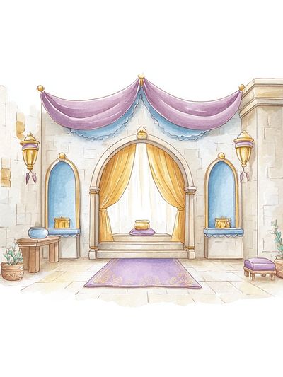 Fantasy Palace Interior Watercolor Print.