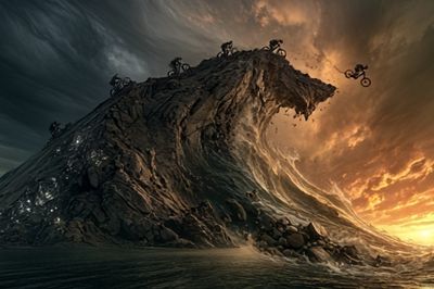 Epic Wave Riders Illustration Poster. poster