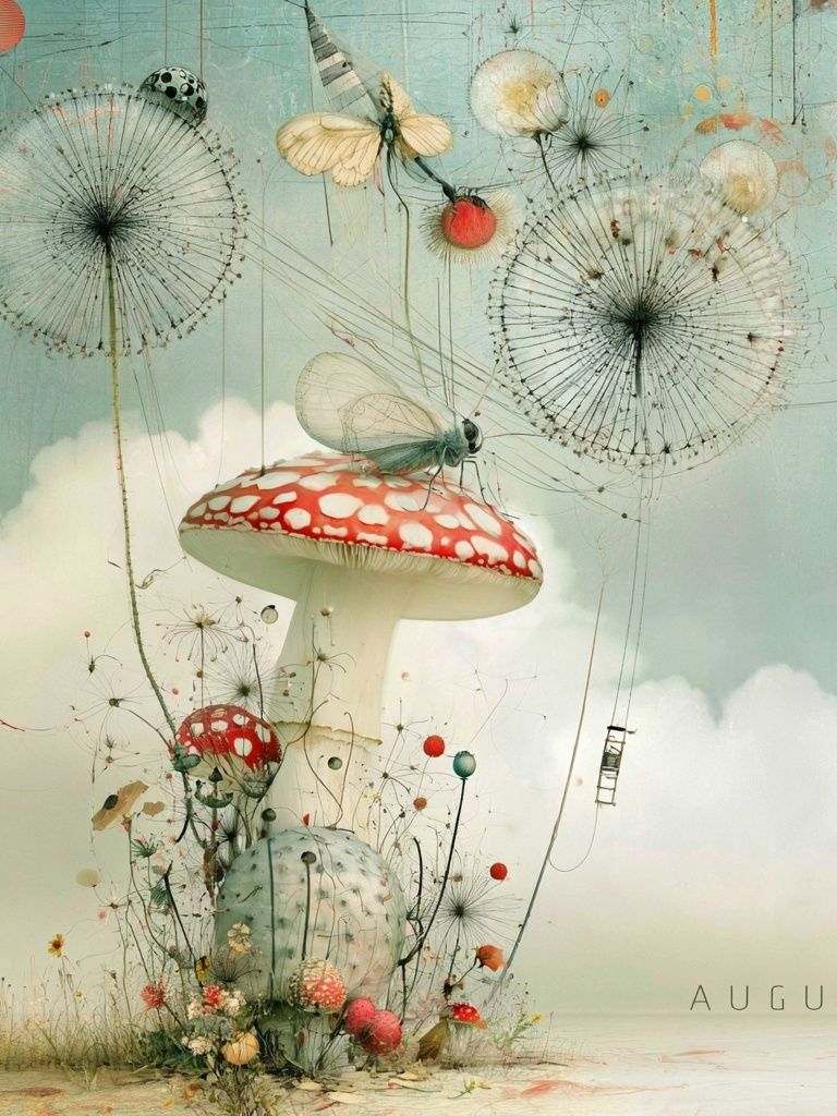 August Mushroom Dreamscape Poster. poster detail