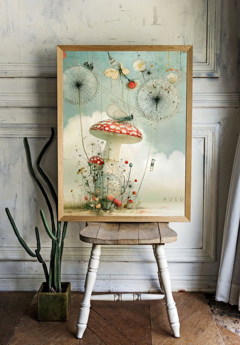 August Mushroom Dreamscape Poster. room preview