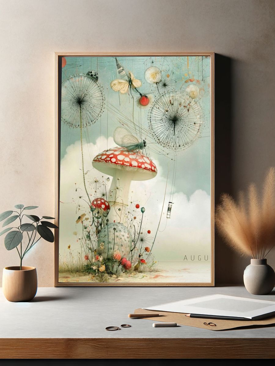 August Mushroom Dreamscape Poster. — room view 2